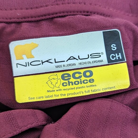 Nicklaus Men's Small EcoChoice Burgundy Polo Golf Club Printed Short Sleeve - Picture 3 of 6